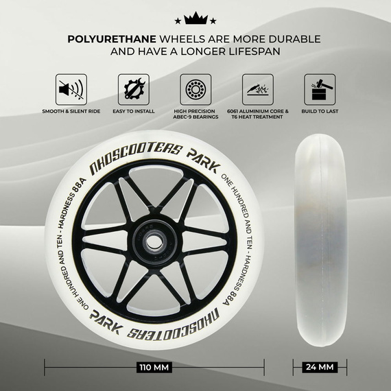 NKD Park Stunt Scooter Roți Transparent 110 mm
