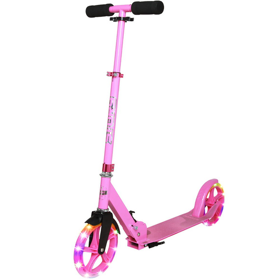 Scuter de transport cu roți mari Story Urban GO! LED roz