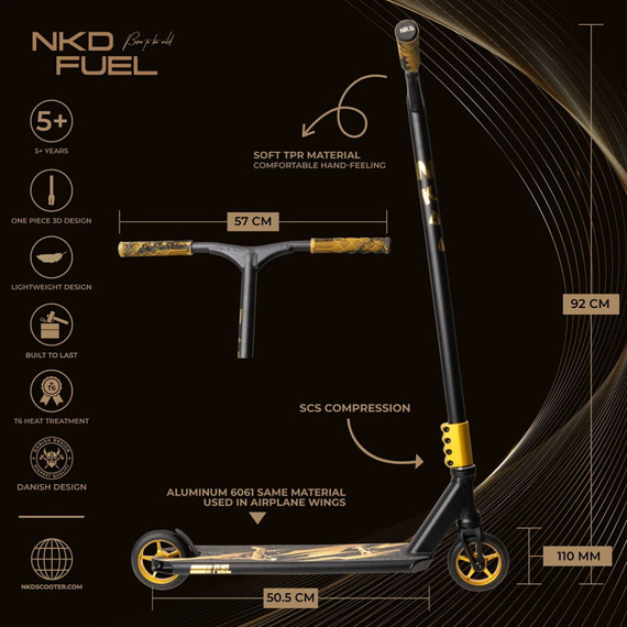 Scuter de performanță NKD Fuel Negru și aur wys. 92 cm