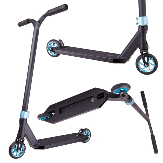 Trotinetă Freestyle Striker Lux 5" Stunt Scooter Negru-Turcoaz înălț. 87 cm