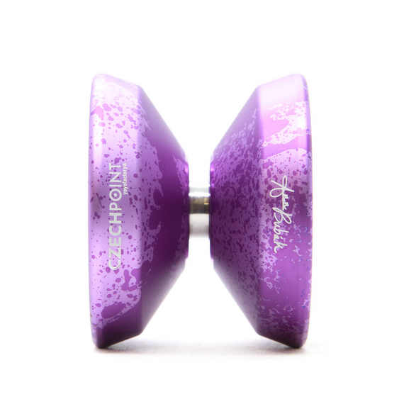 Yoyo pentru avansați YoYoFactory Czech Point Pivot Purple și Black Splash
