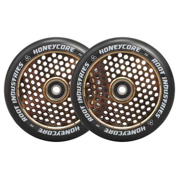 Root Industries Honeycore Black Pro Scooter Wheels 2-Pack Gold Rush Gold 120 mm (2 buc).)