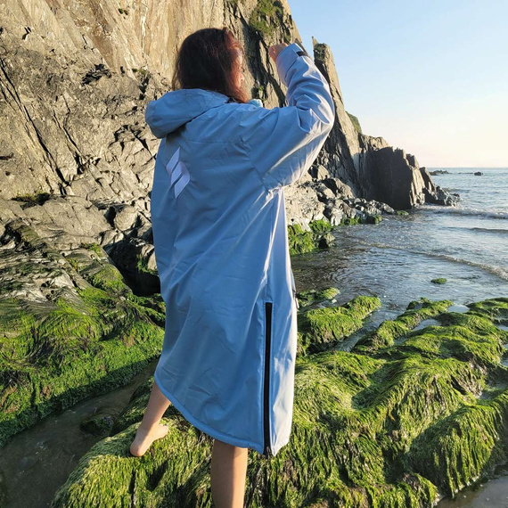 Poncho Poncho Jacket Story Change Robe Baby Blue Albastru deschis