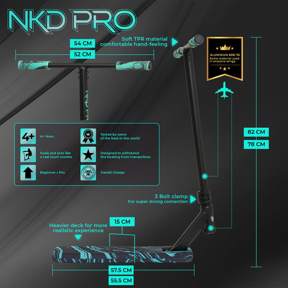 NKD Pro Trampoline performanță Scooter Mint wys. 78 cm