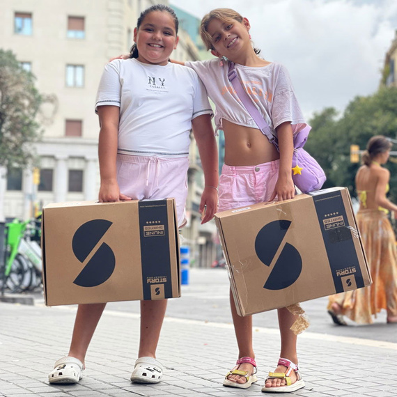 Patine în linie reglabile Story Motion Black Pink și Rainbow