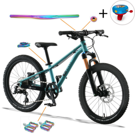 KUbikes 20S DISC Turcoaz și curcubeu Bicicletă superușoară pentru copii