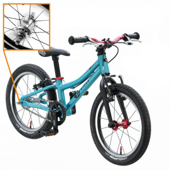 Bicicletă pentru copii superușoară KUbikes 16S 2 viteze turcoaz-roșu