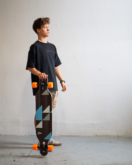 Longboard Drop-thru simetric principal Geometrix albastru 105 cm