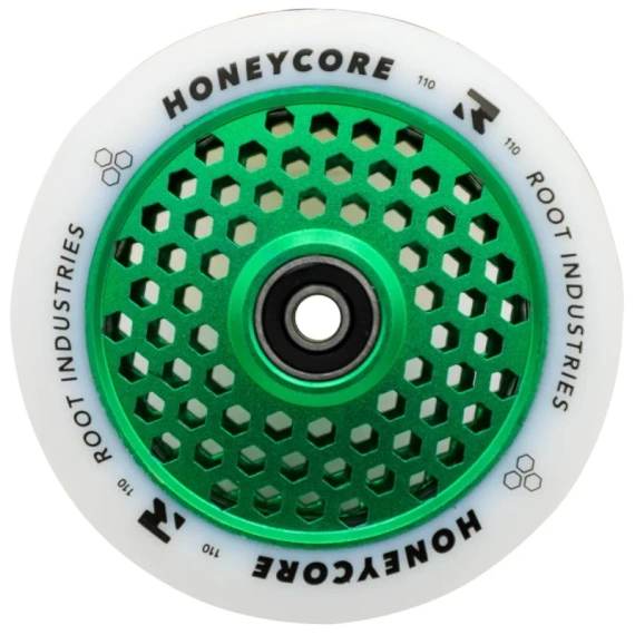 Root Industries Honeycore White Pro Scooter Wheels 2-Pack Green 110 mm (2 buc).)
