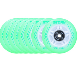 Glowing Story Inline Skates Wheels Mint LED 64 mm (8 buc).)