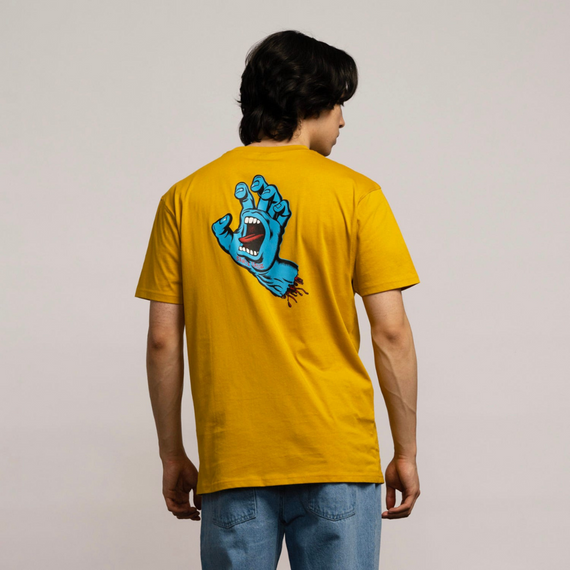 SANTA CRUZ Screaming Hand Chest T-Shirt Old Gold