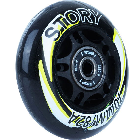 Story Inline Skates Roți negre / galbene 64 mm (8 buc) roți cu rulmenți rollerblade.)