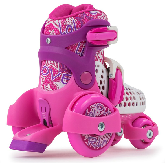 Patine Quad pentru copii reglabile SFR Stomper roz și alb