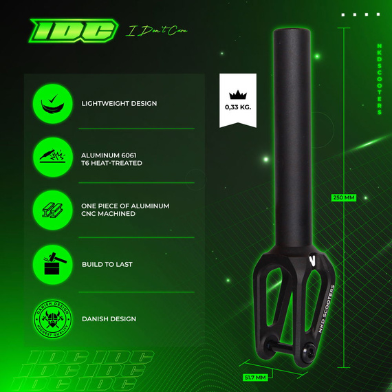 NKD IDC Stunt Scooter Fork negru 250 mm