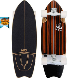 Surfskate Surfboard NKX Maverick negru și maro Ebony 31 "