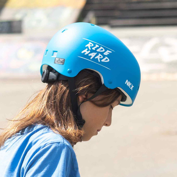 Cască de skateboarding NKX Brain Saver Blue Ride Hard