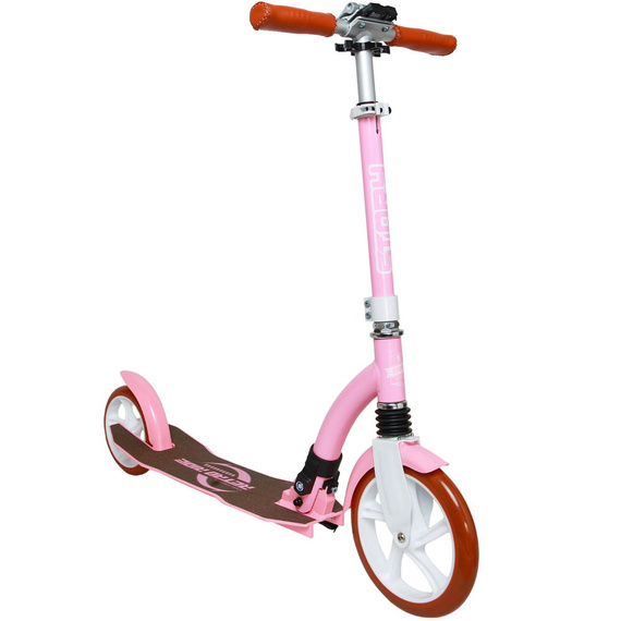 Transport urban Scooter cu suspensie frontală Story Retro Ride roz și alb