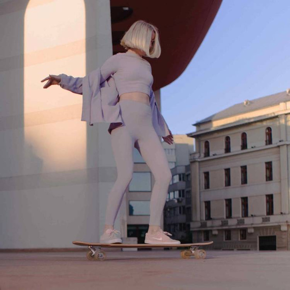 Longboard pentru dansatori NKX Geometric Olive Pink 112 cm