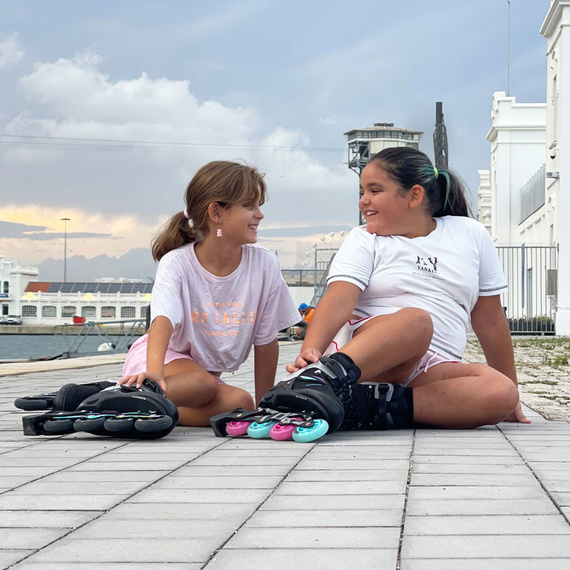 Patine în linie reglabile Story Motion Negru și curcubeu
