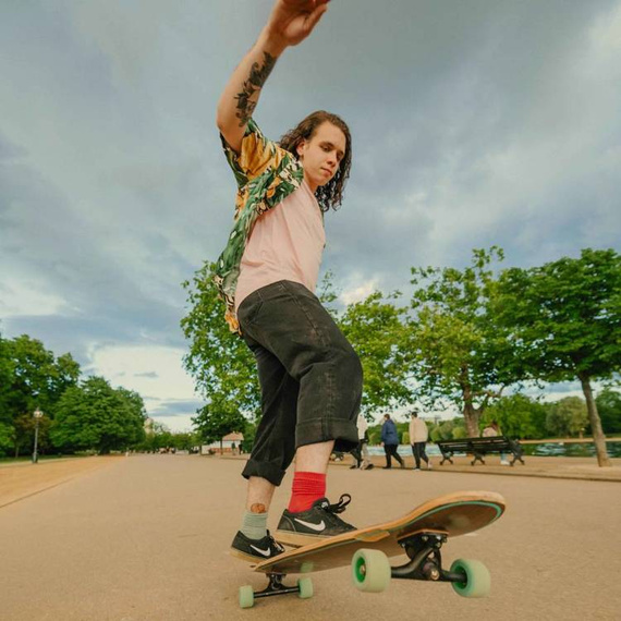 Longboard pentru dansatori NKX Geometric Walnut Green 117 cm