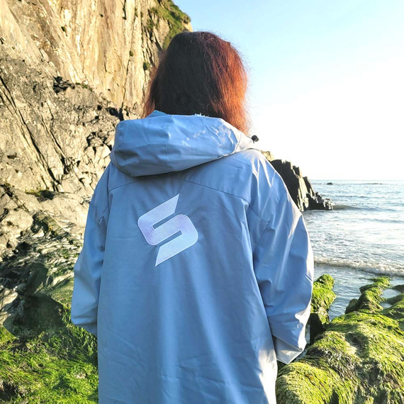 Poncho Poncho Jacket Story Change Robe Baby Blue Albastru deschis