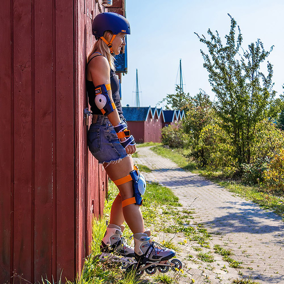 NKX Brain Saver cască de skateboard albastru marin și portocaliu