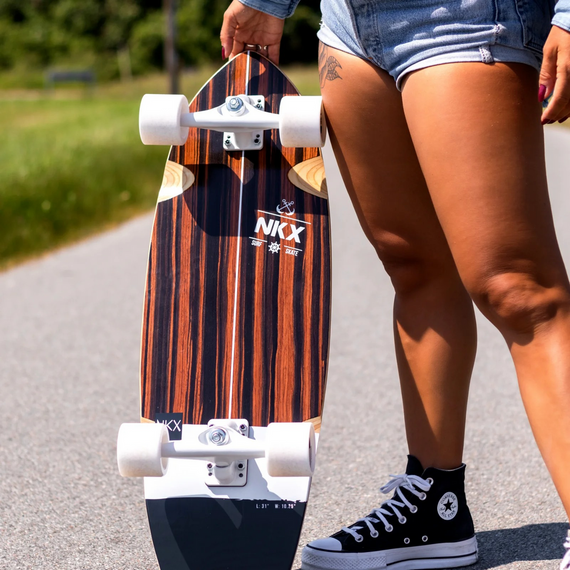 Surfskate Surfboard NKX Maverick negru și maro Ebony 31 "