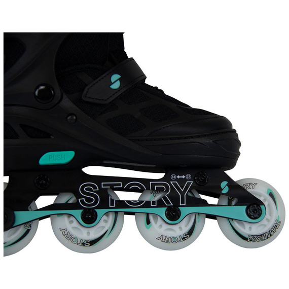 Story Midnight Adjustable Inline Skates Black-Mint LED