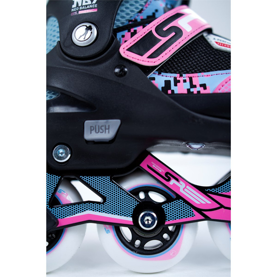 Patine pentru copii SFR Pixel reglabile Blue-Pink