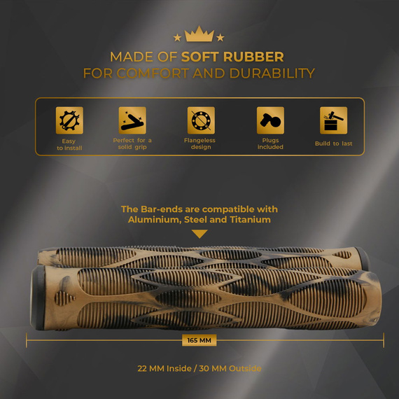 NKD Park Stunt Scooter Grips negru și auriu 165 mm